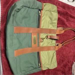 Elegant Green and Tan Tote Bag